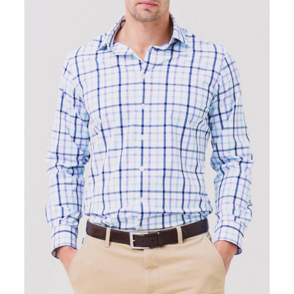 MIZZEN+MAIN Men's Leeward Antimicrobial Shirt Long Sleeve Gingham-printed M